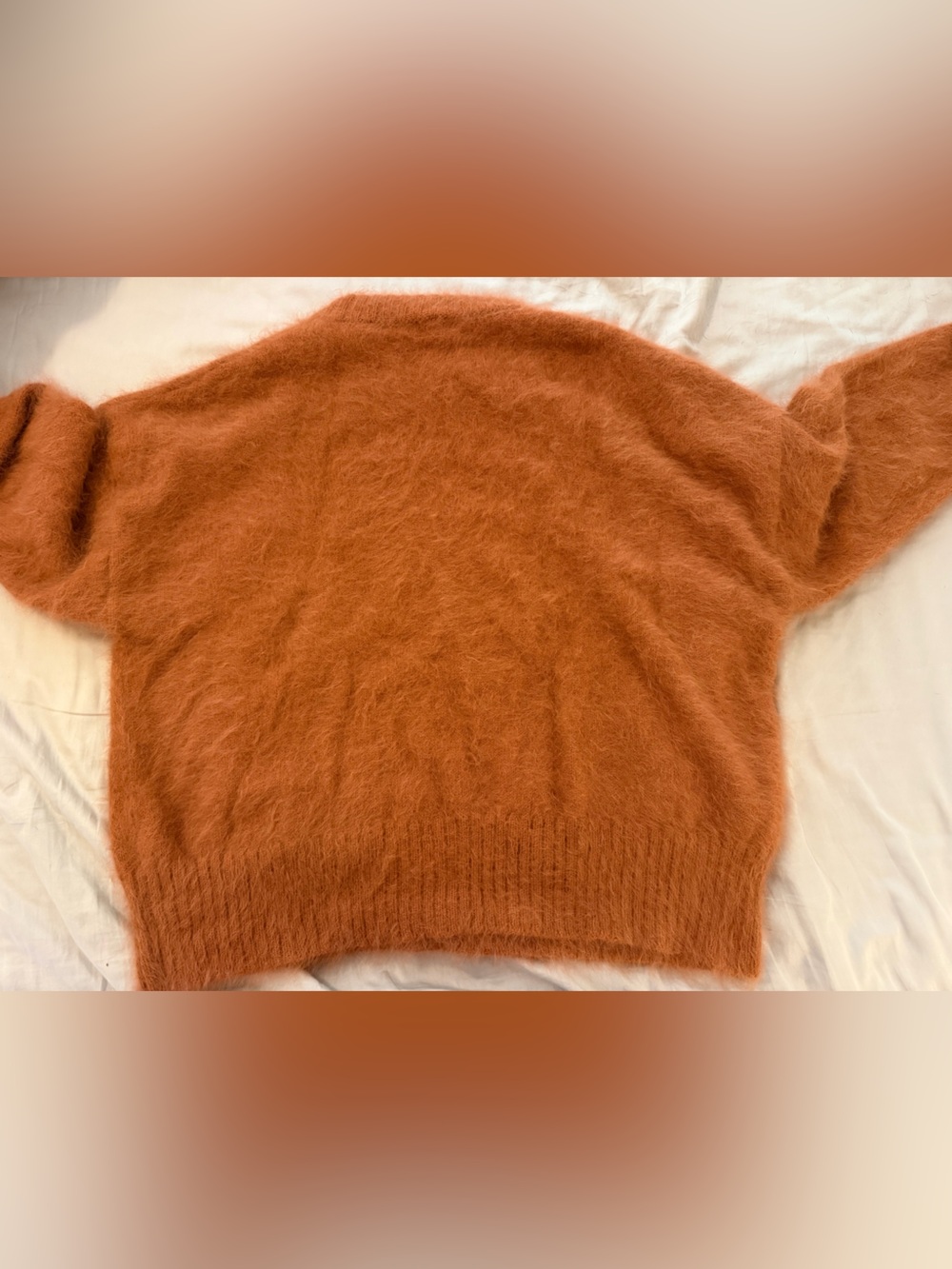 G. By Goop Burnt Orange Angora Oversized Sweater Size Medium Cozy Quiet Luxury - Picture 2 of 11